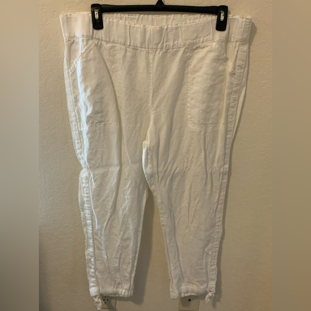 J. Jill White Linen Cropped Pant
